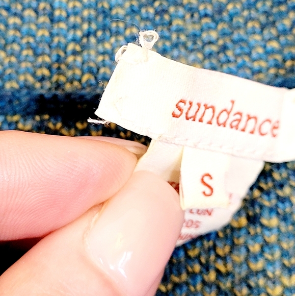 SUNDANCE Spanish Moss Sweater Coat Cardigan Teal Blue Intarsia Floral Small Wool - Picture 6 of 10